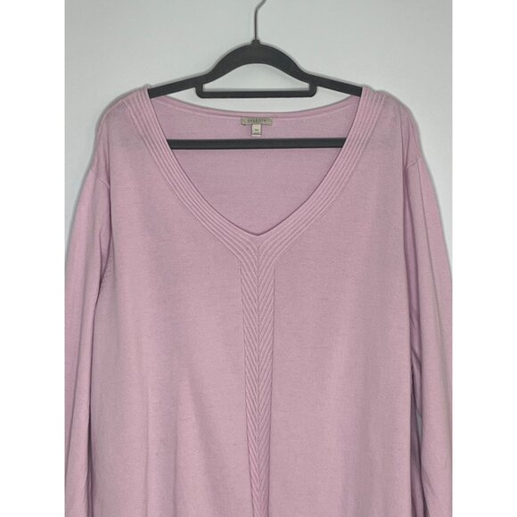Talbots Plus Women's V-Neck 100% Cotton Lightweight Sweater Pink Size 3X - Picture 2 of 9